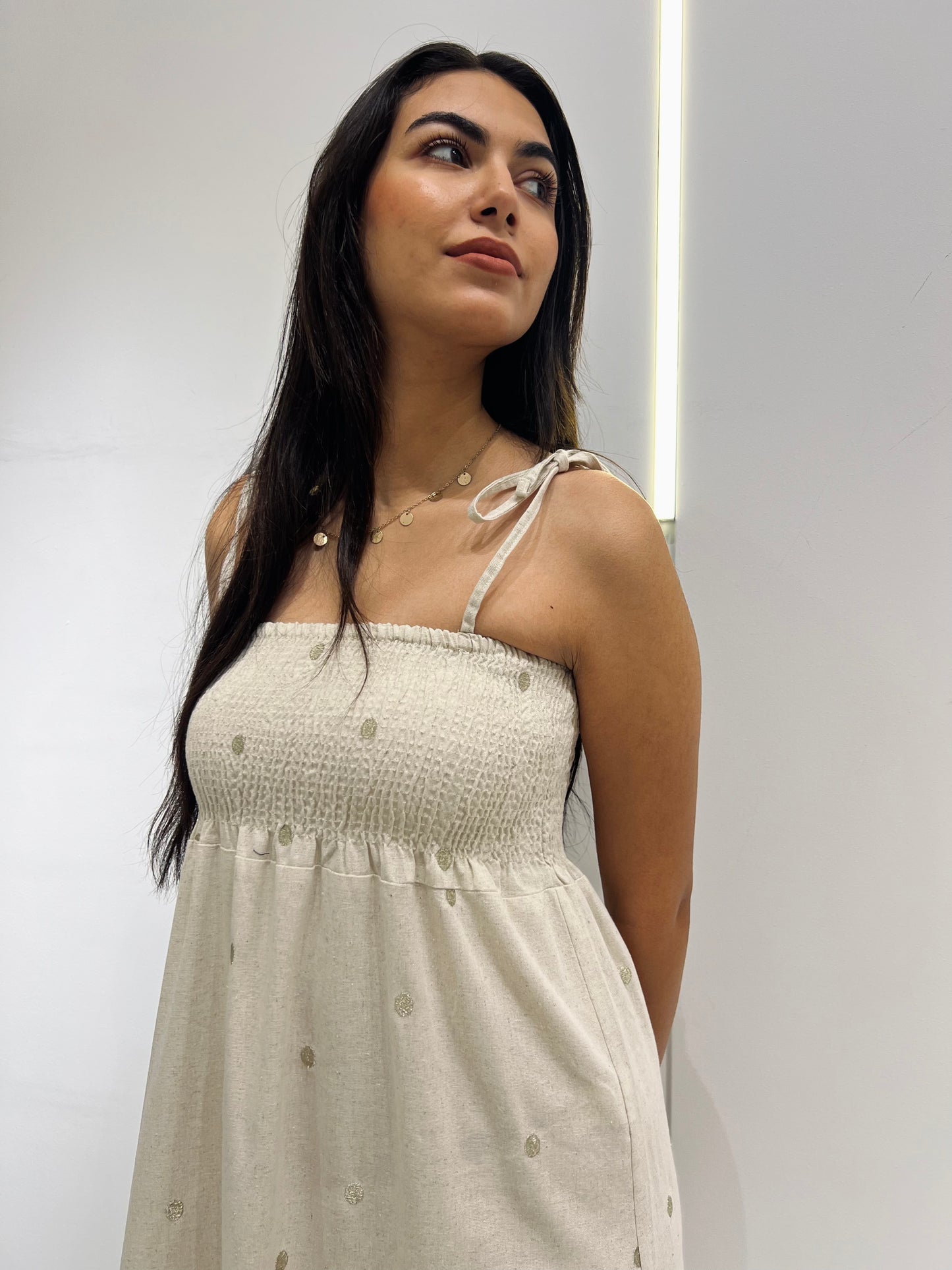 Embroidered Smocked Maxi Dress