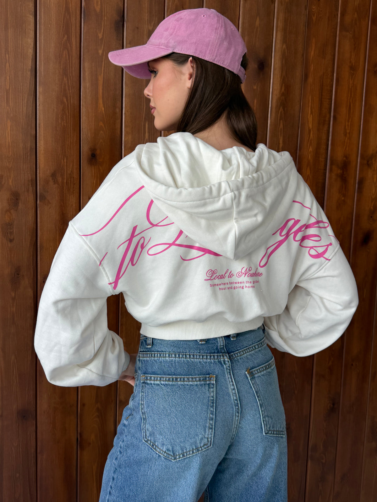 Los Angeles Cropped Zip-Up Hoodie