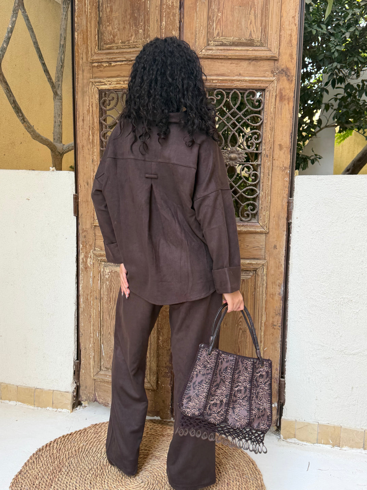 Suede Button-Up Set