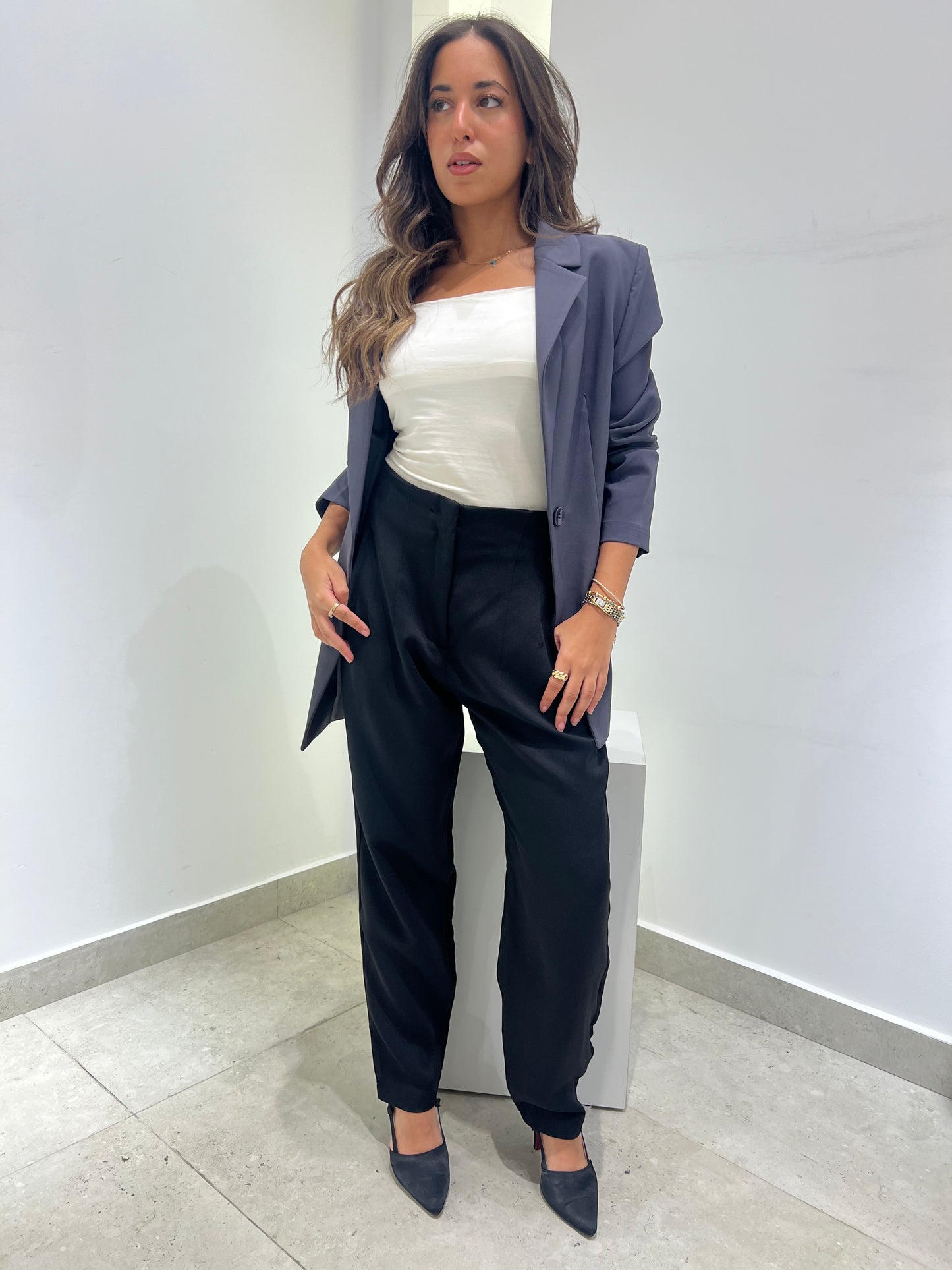Classic Slim-Fit Black Trousers