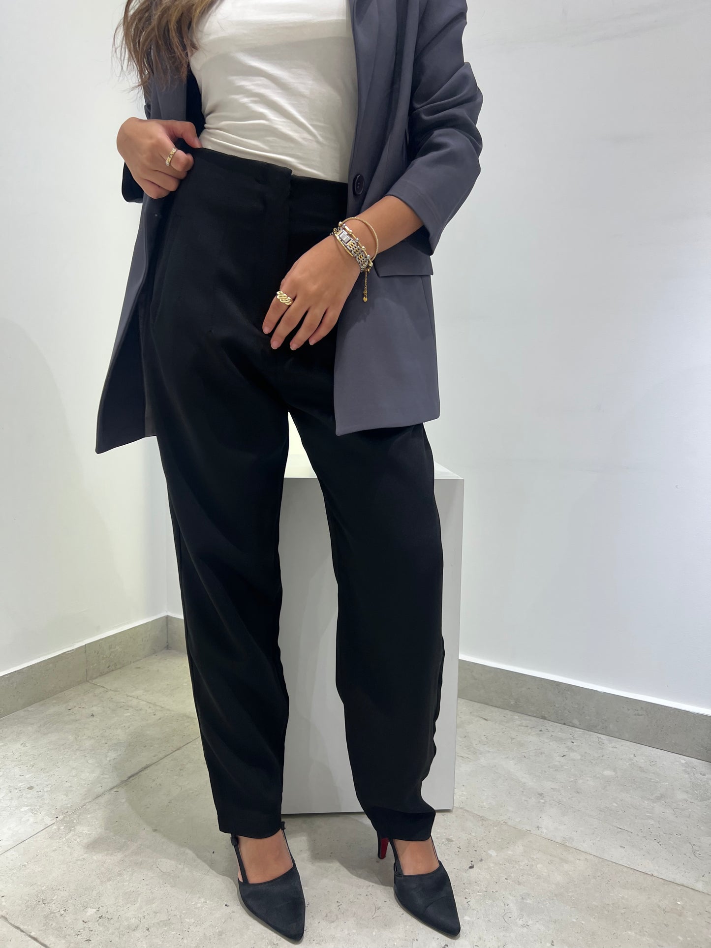Classic Slim-Fit Black Trousers