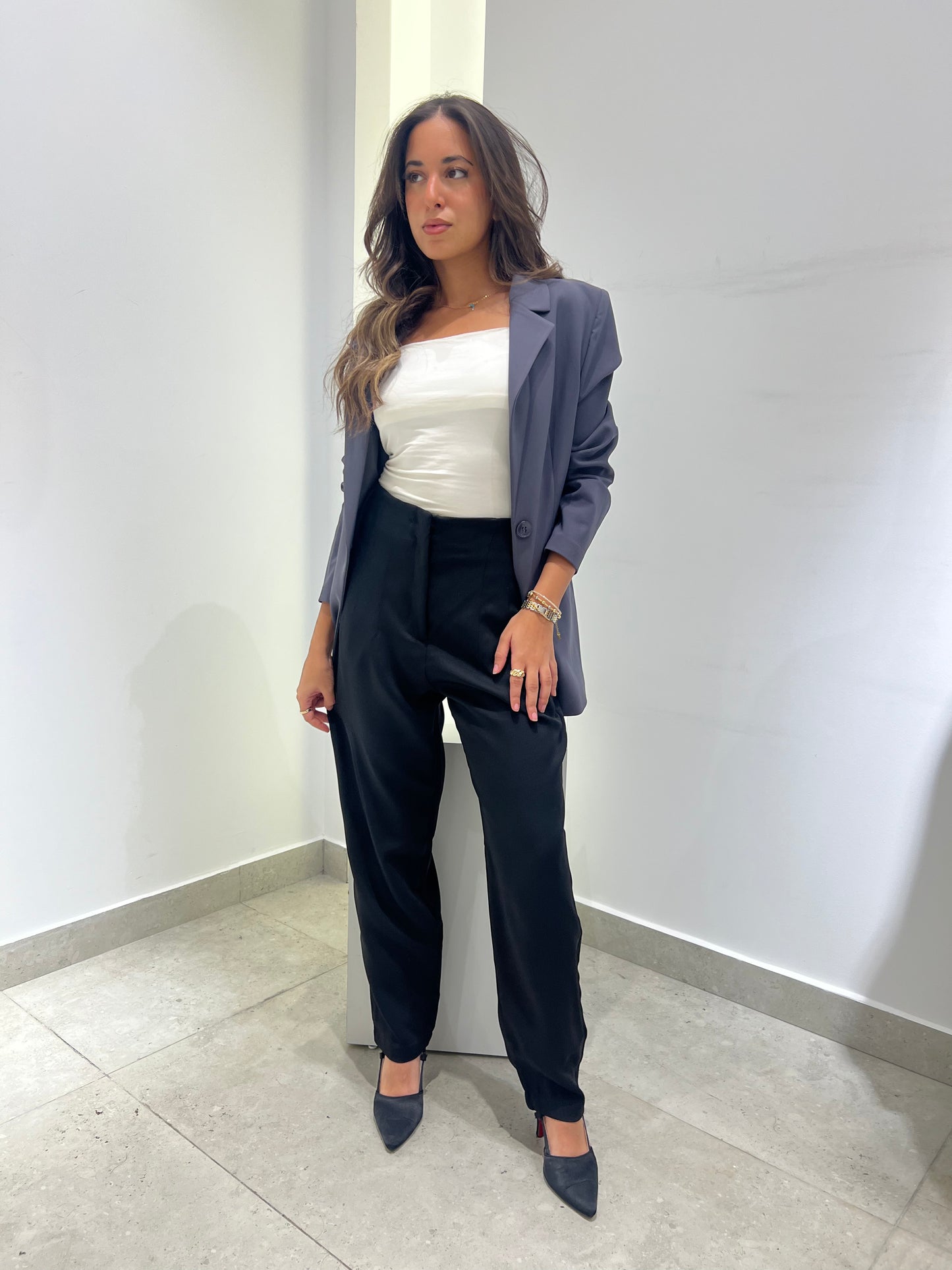Classic Slim-Fit Black Trousers