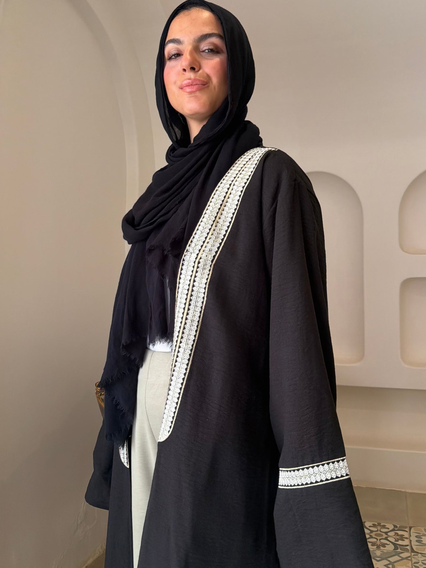 Linen Open Abaya