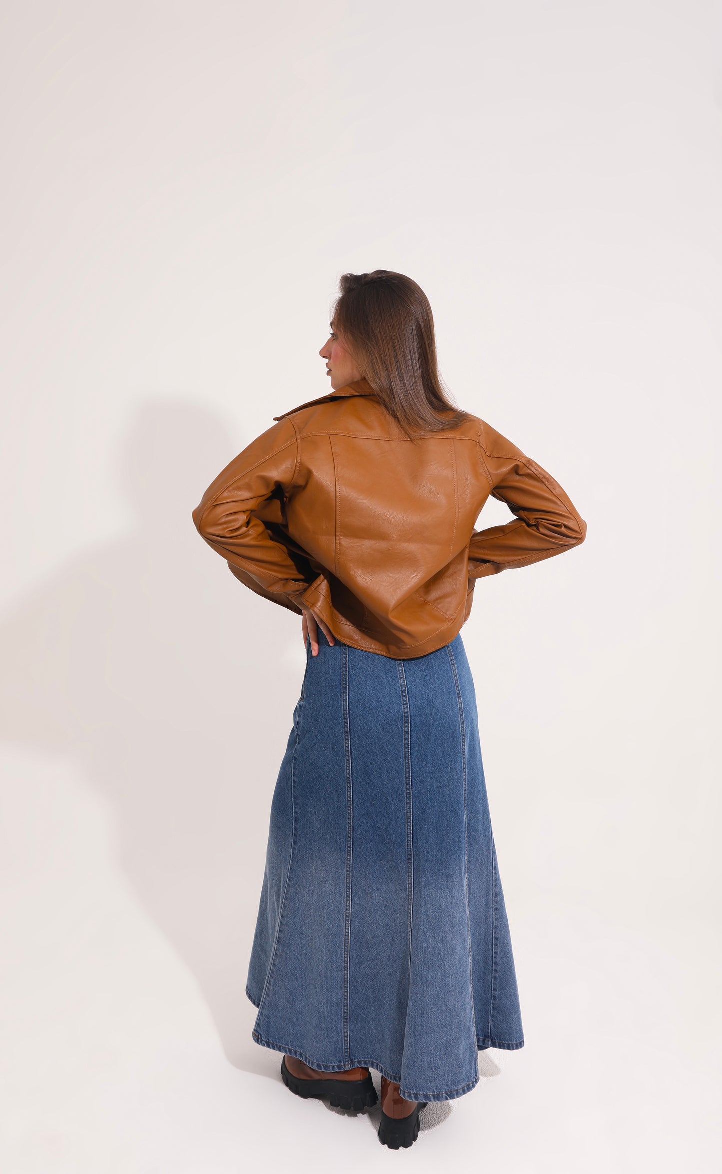 Long Denim Wide Skirt