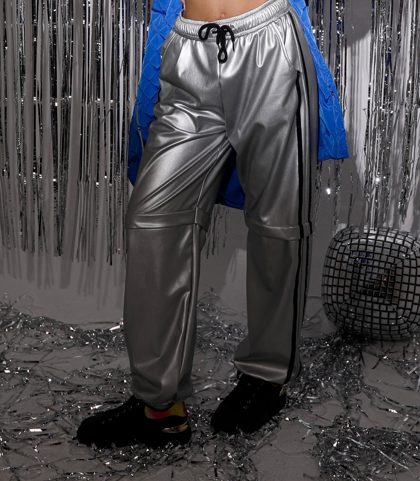 Metallic Strip Jogger Pants