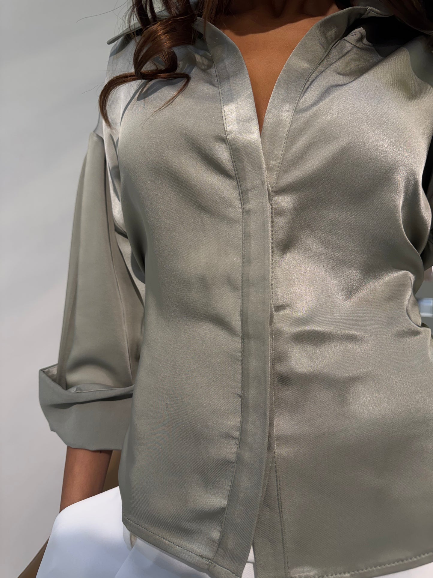 Belted Satin Shirt