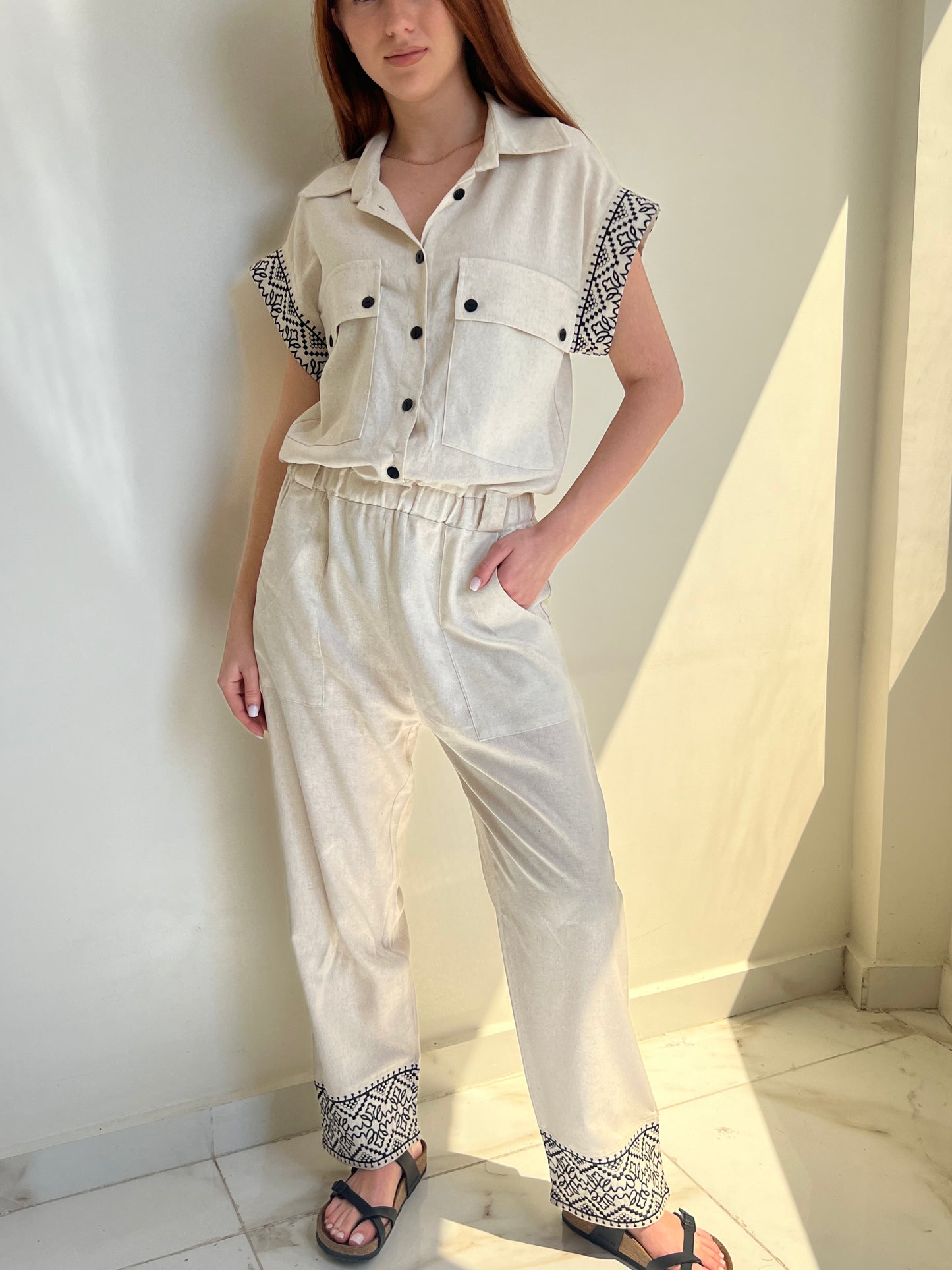 Wild Fern Embroidered Jumpsuit