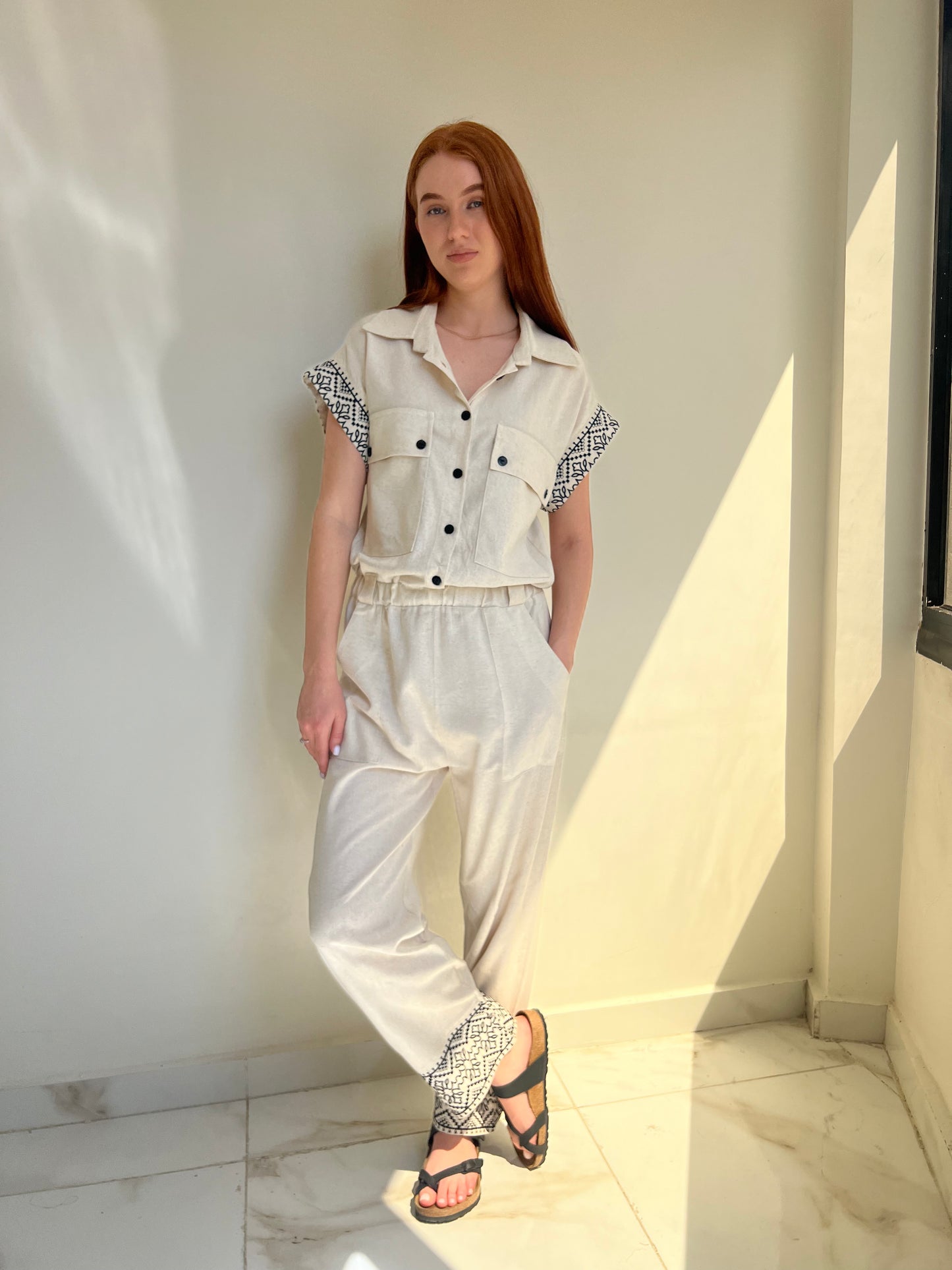 Wild Fern Embroidered Jumpsuit