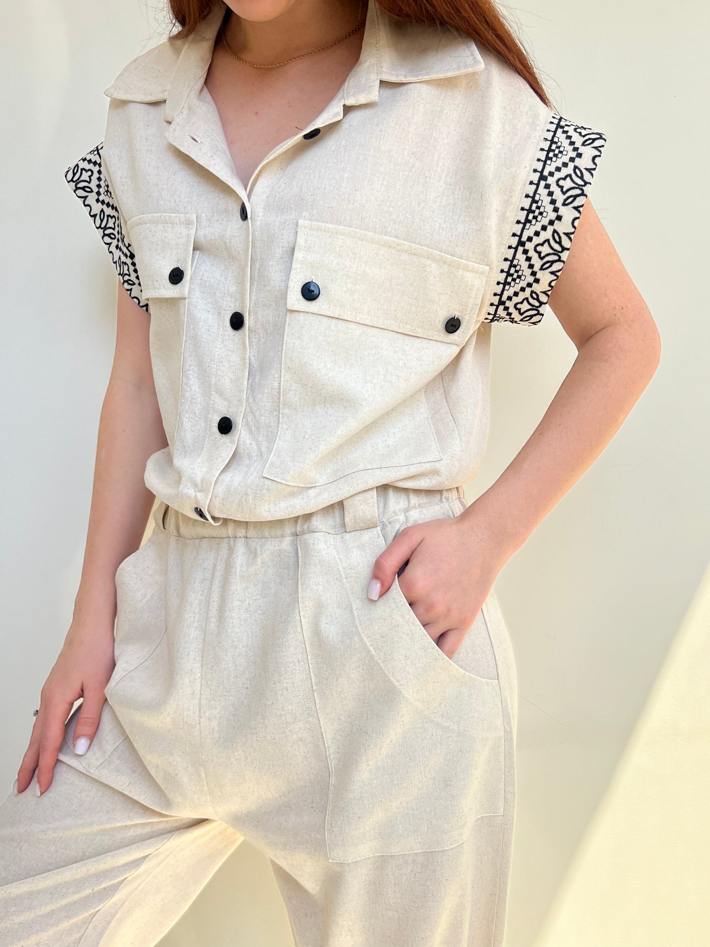 Wild Fern Embroidered Jumpsuit