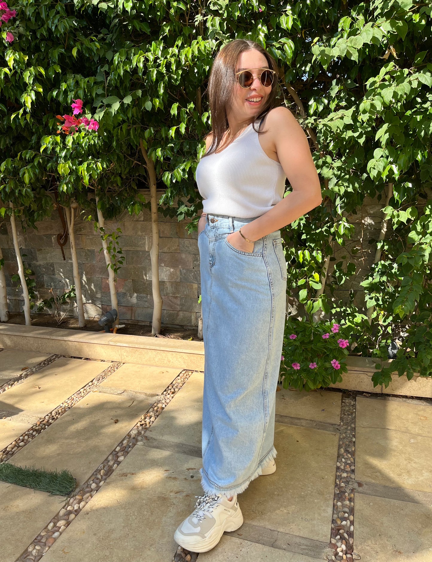 Unfinished Denim Skirt