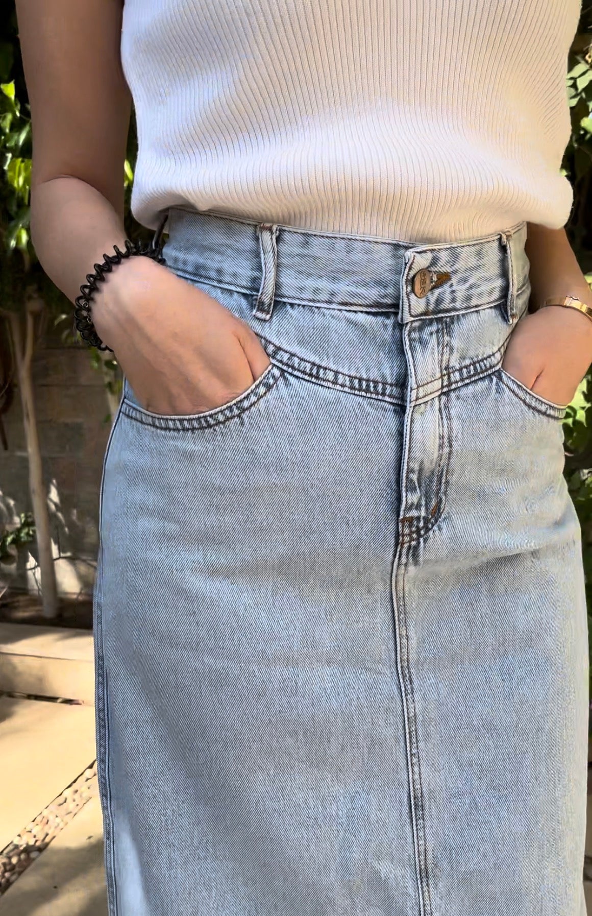 Unfinished Denim Skirt