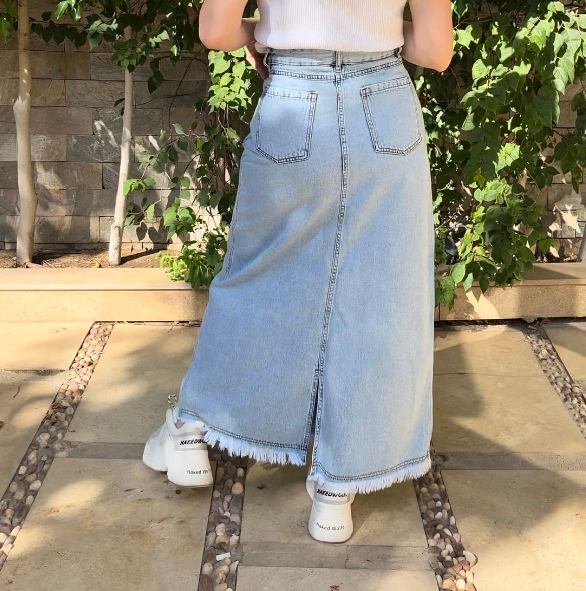Unfinished Denim Skirt