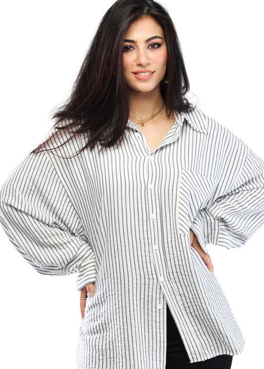 Striped Over Size Shirt