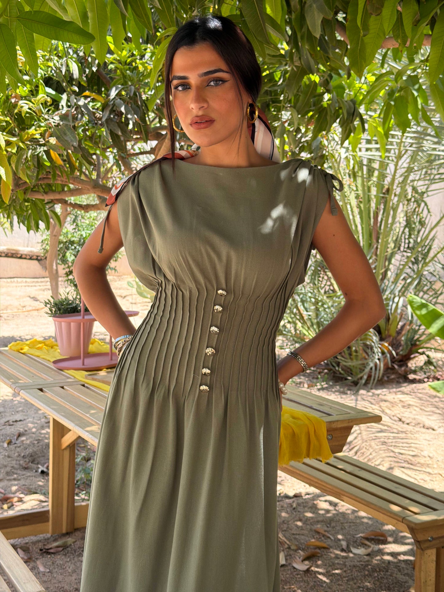 Button Detail Maxi Dress