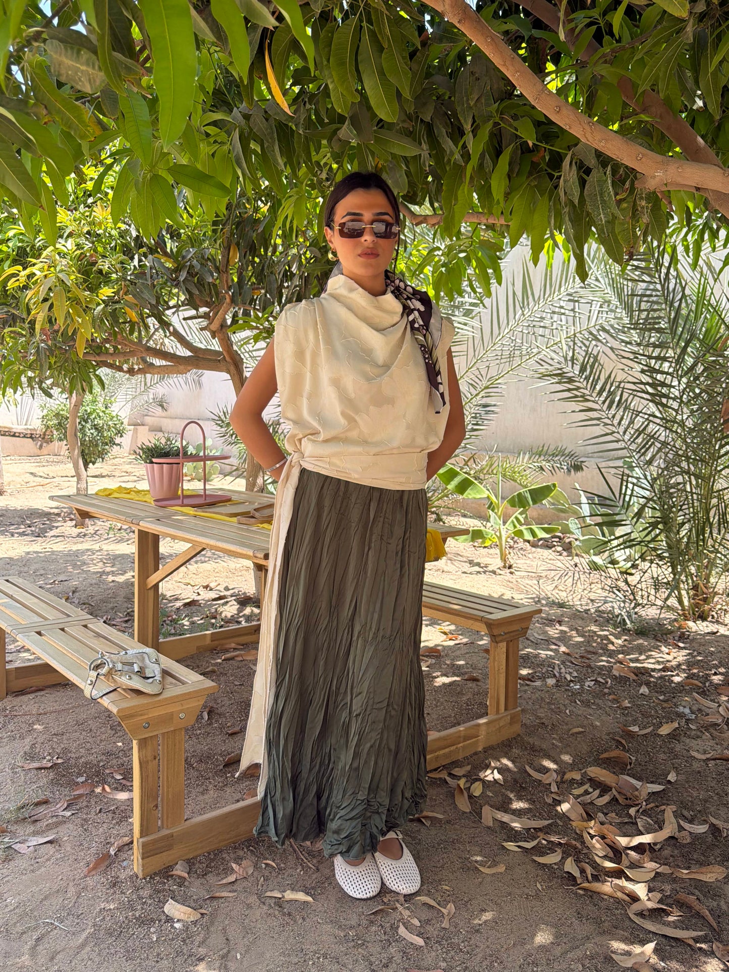 Crinkled Maxi Skirt