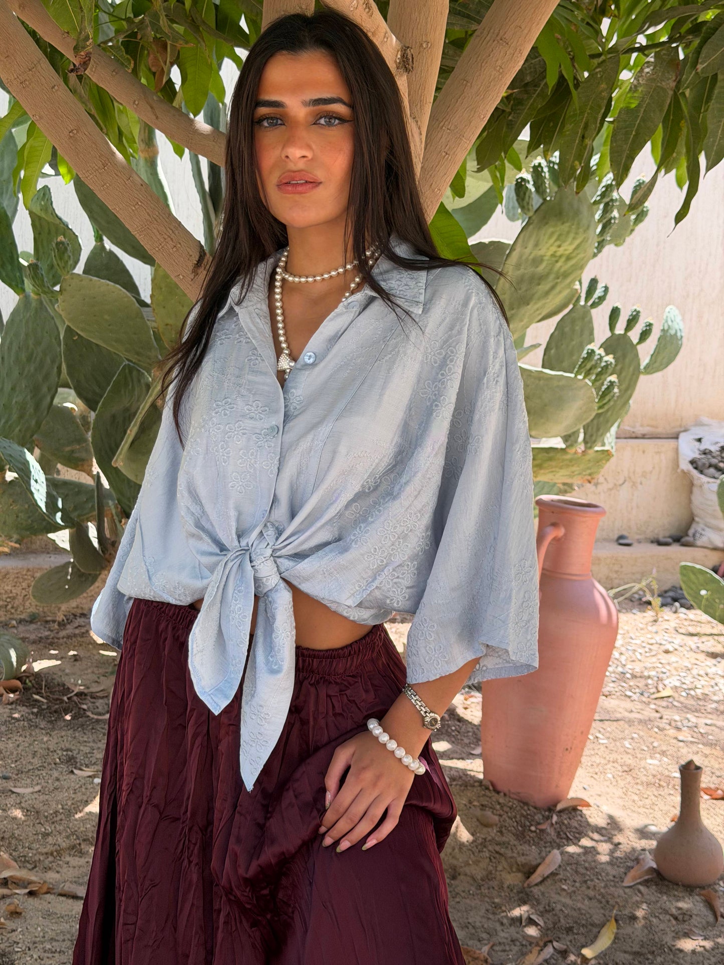 Sage Tie Blouse