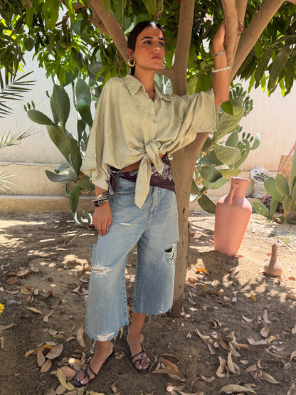 Sage Tie Blouse