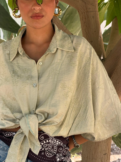Sage Tie Blouse
