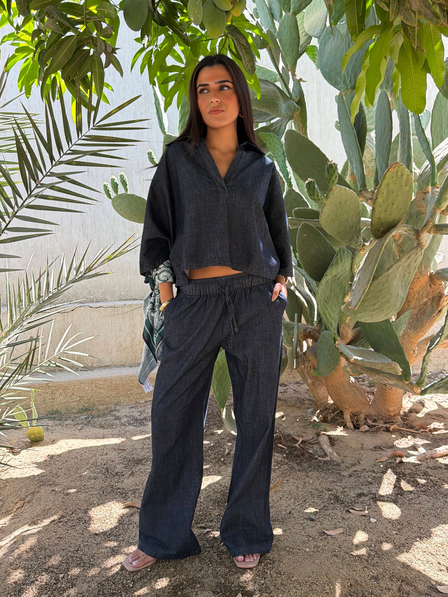 Short Sleeve Raw Denim Set