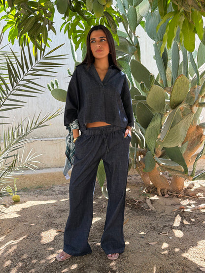 Short Sleeve Raw Denim Set