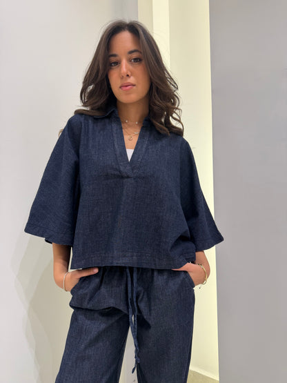 Short Sleeve Raw Denim Set
