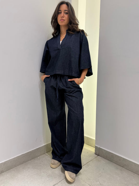 Short Sleeve Raw Denim Set