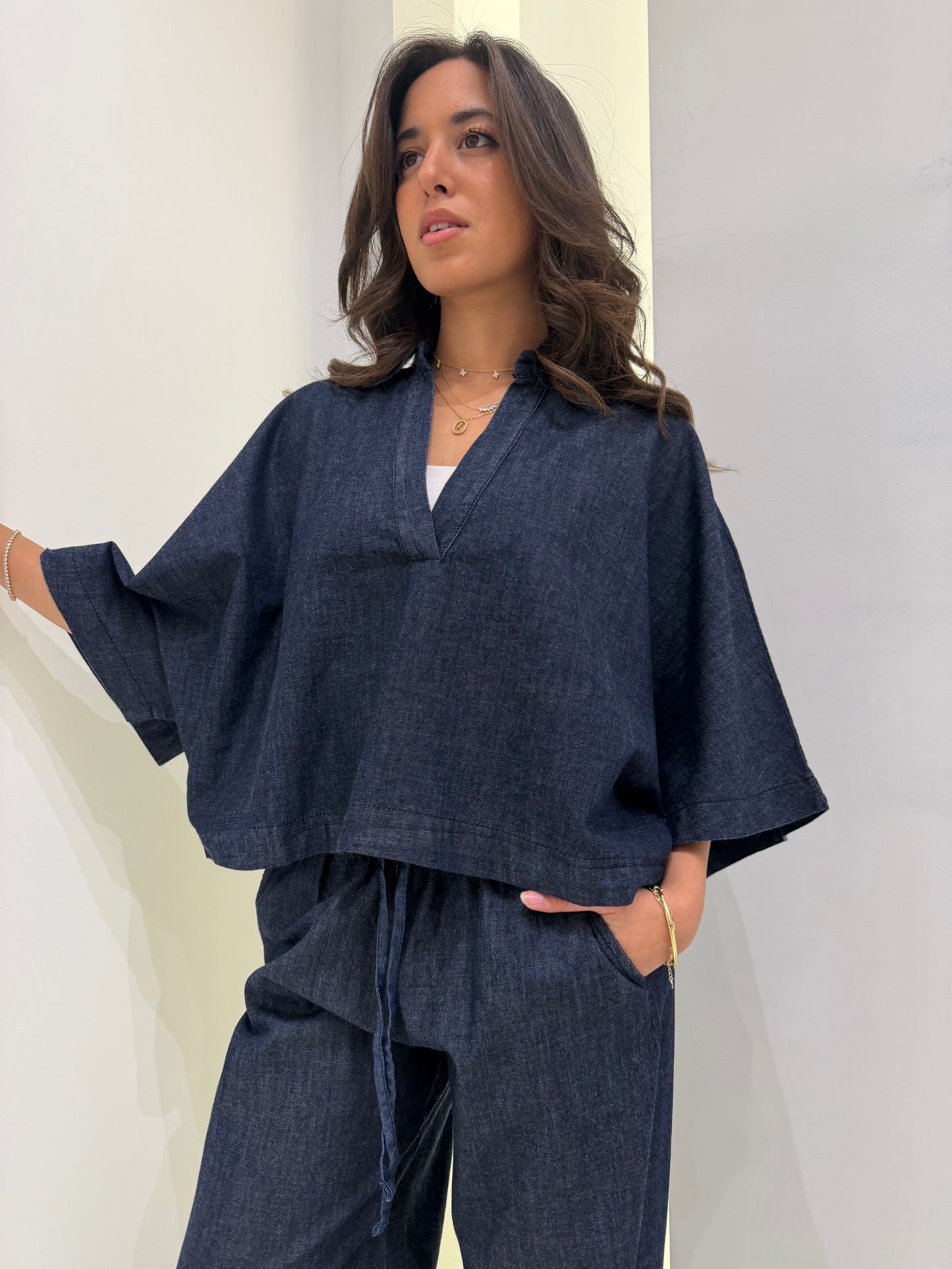 Short Sleeve Raw Denim Set