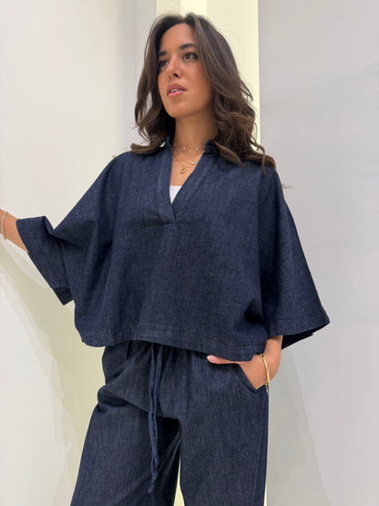 Short Sleeve Raw Denim Set