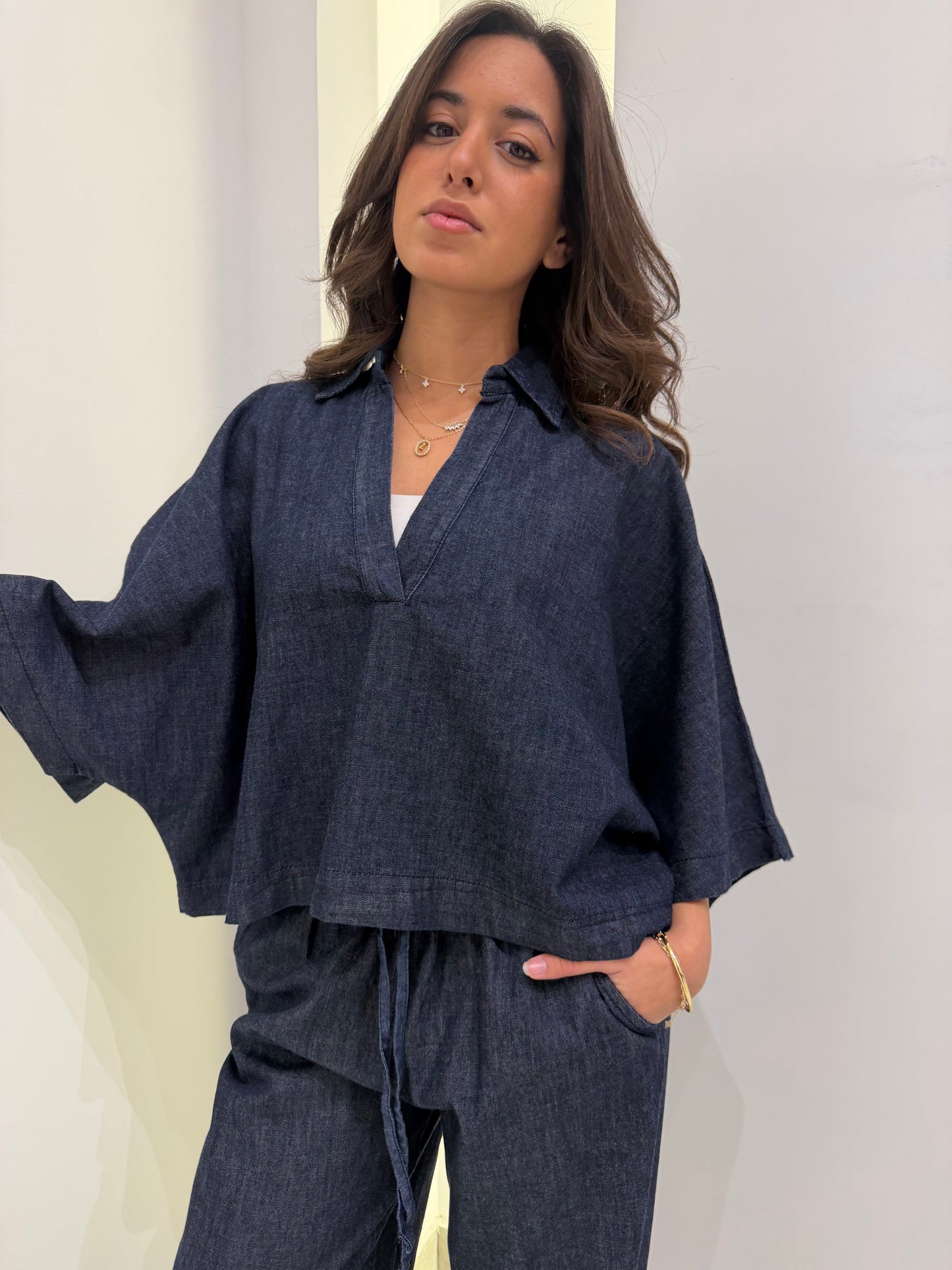 Short Sleeve Raw Denim Set