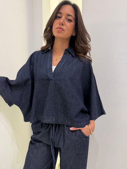 Short Sleeve Raw Denim Set
