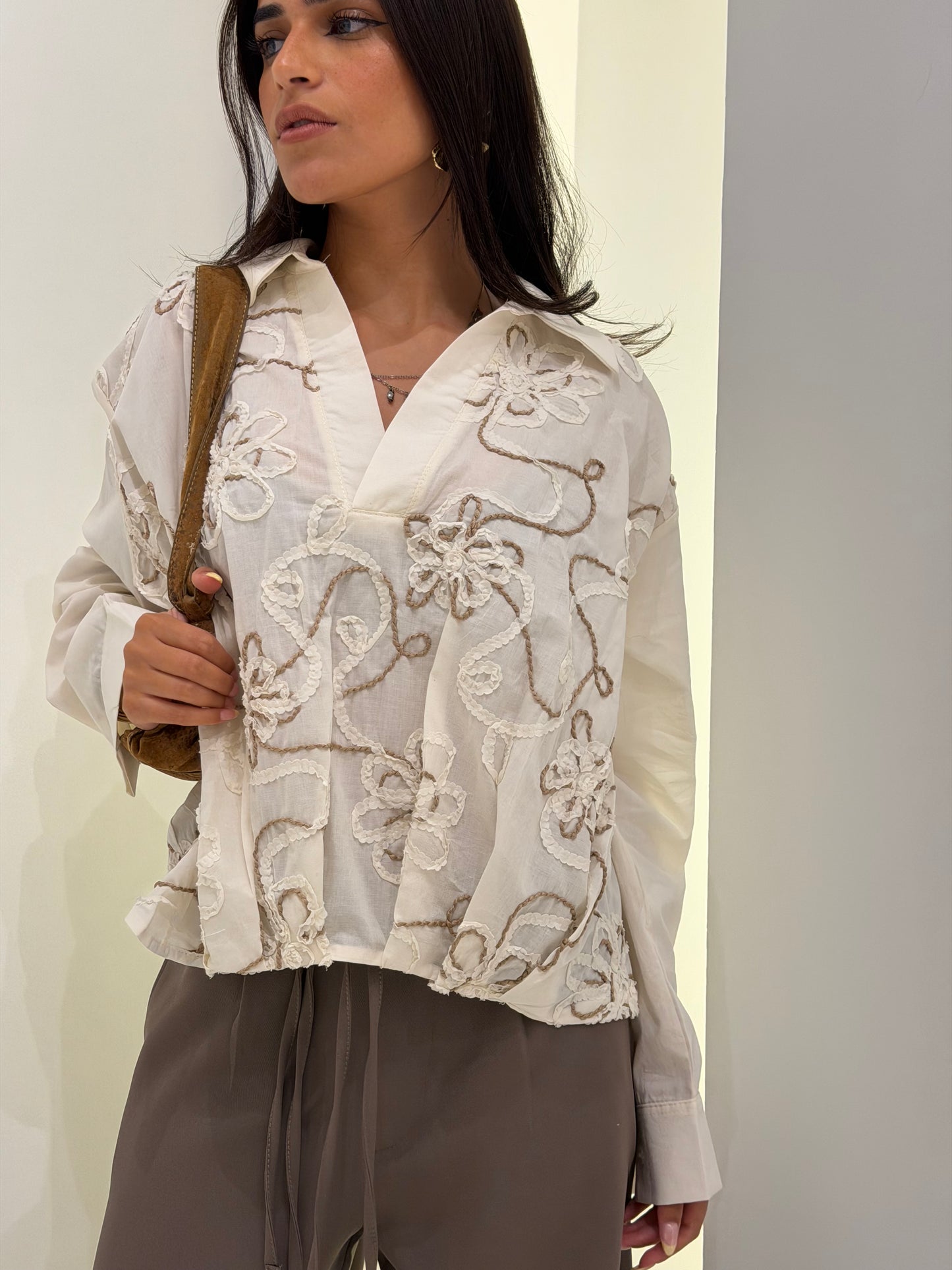 Floral Appliqué Shirt