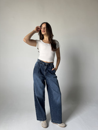 Wide-Leg Denim Pants