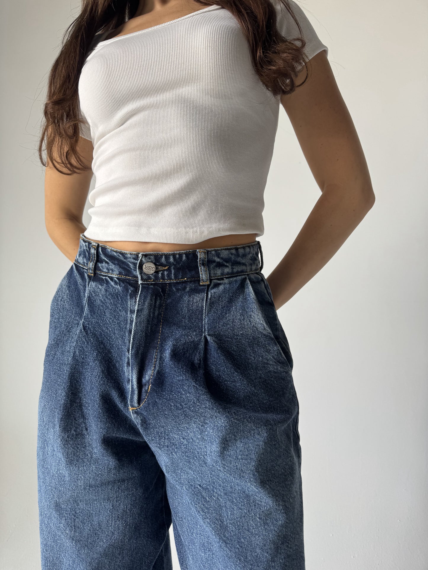Wide-Leg Denim Pants