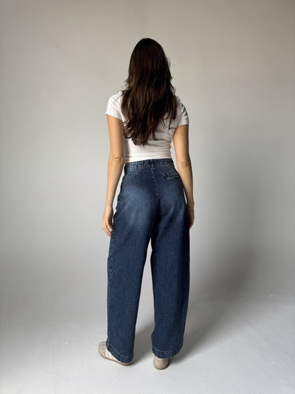Wide-Leg Denim Pants