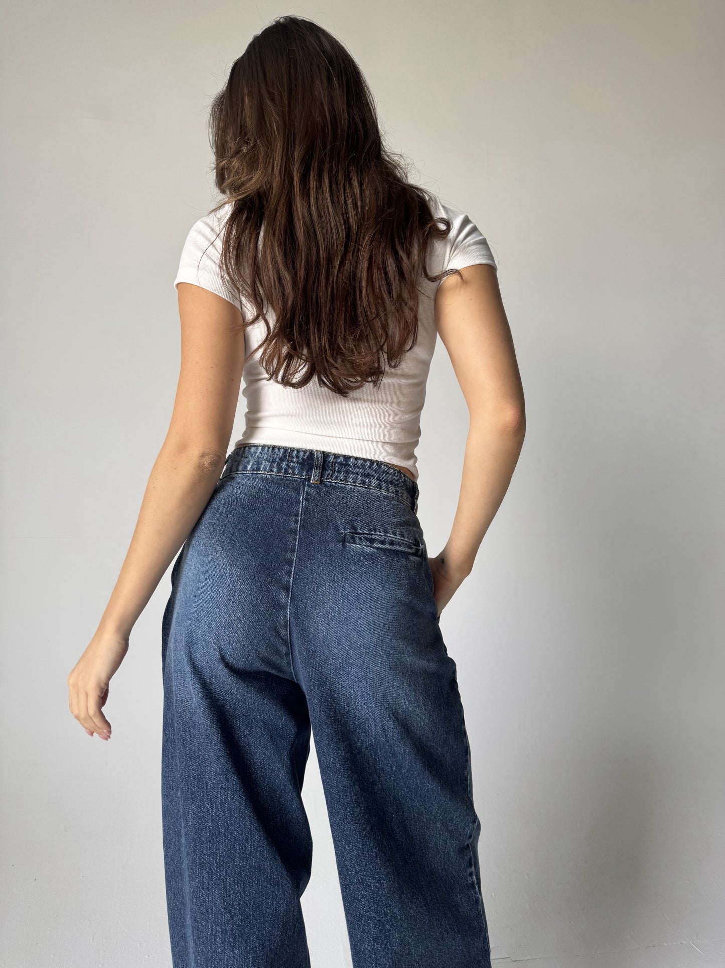 Wide-Leg Denim Pants