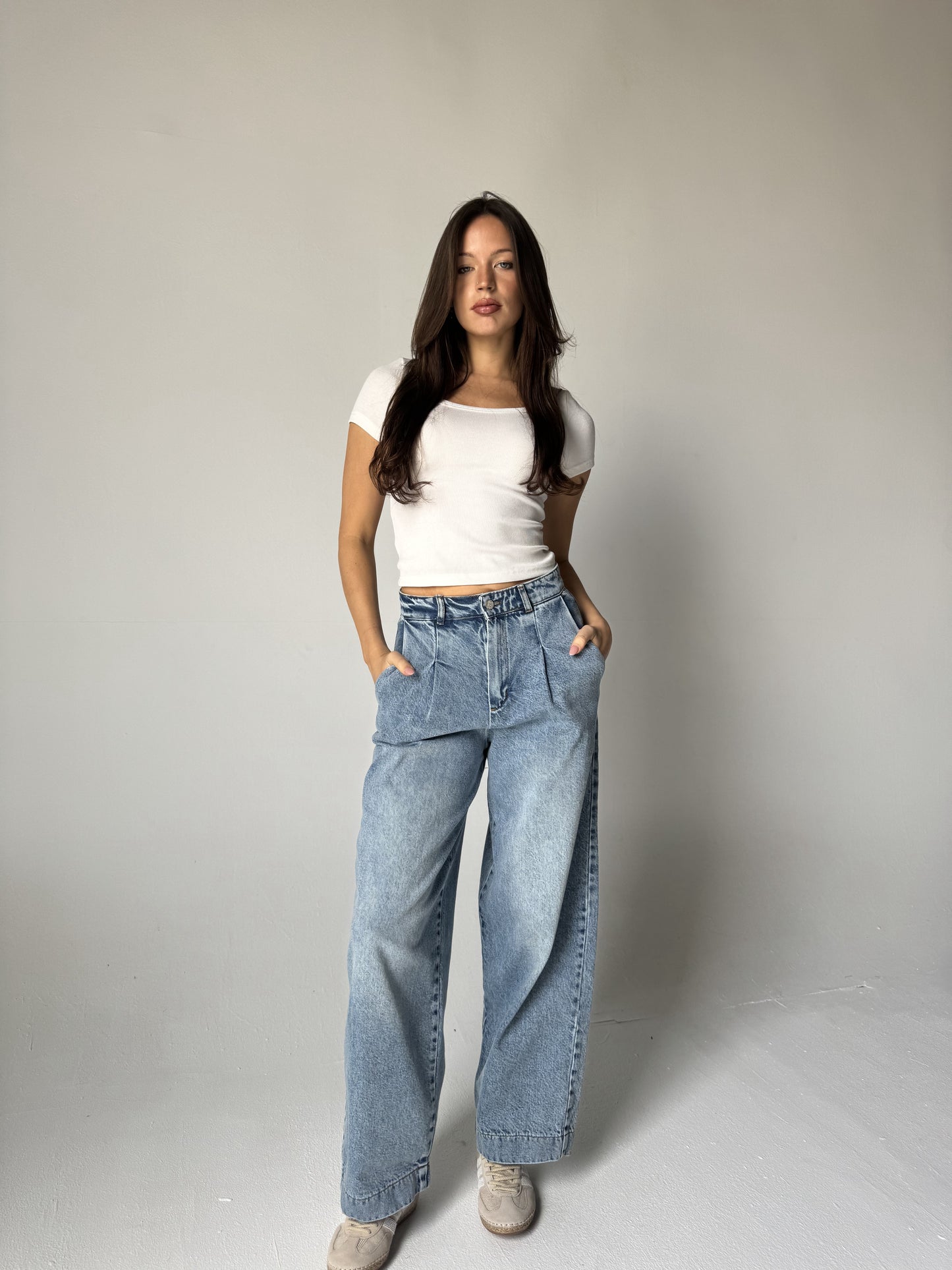 Wide-Leg Denim Pants