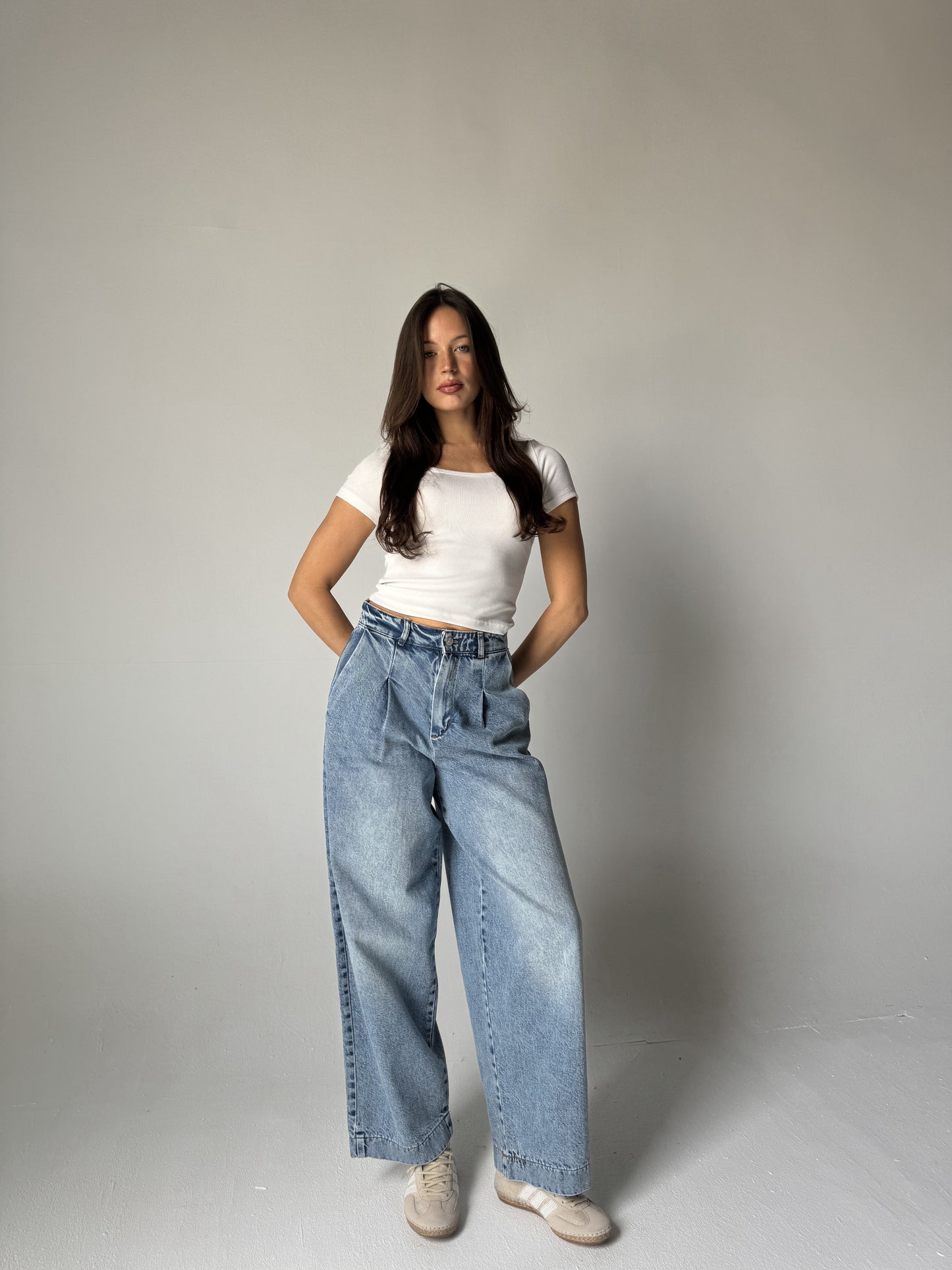 Wide-Leg Denim Pants
