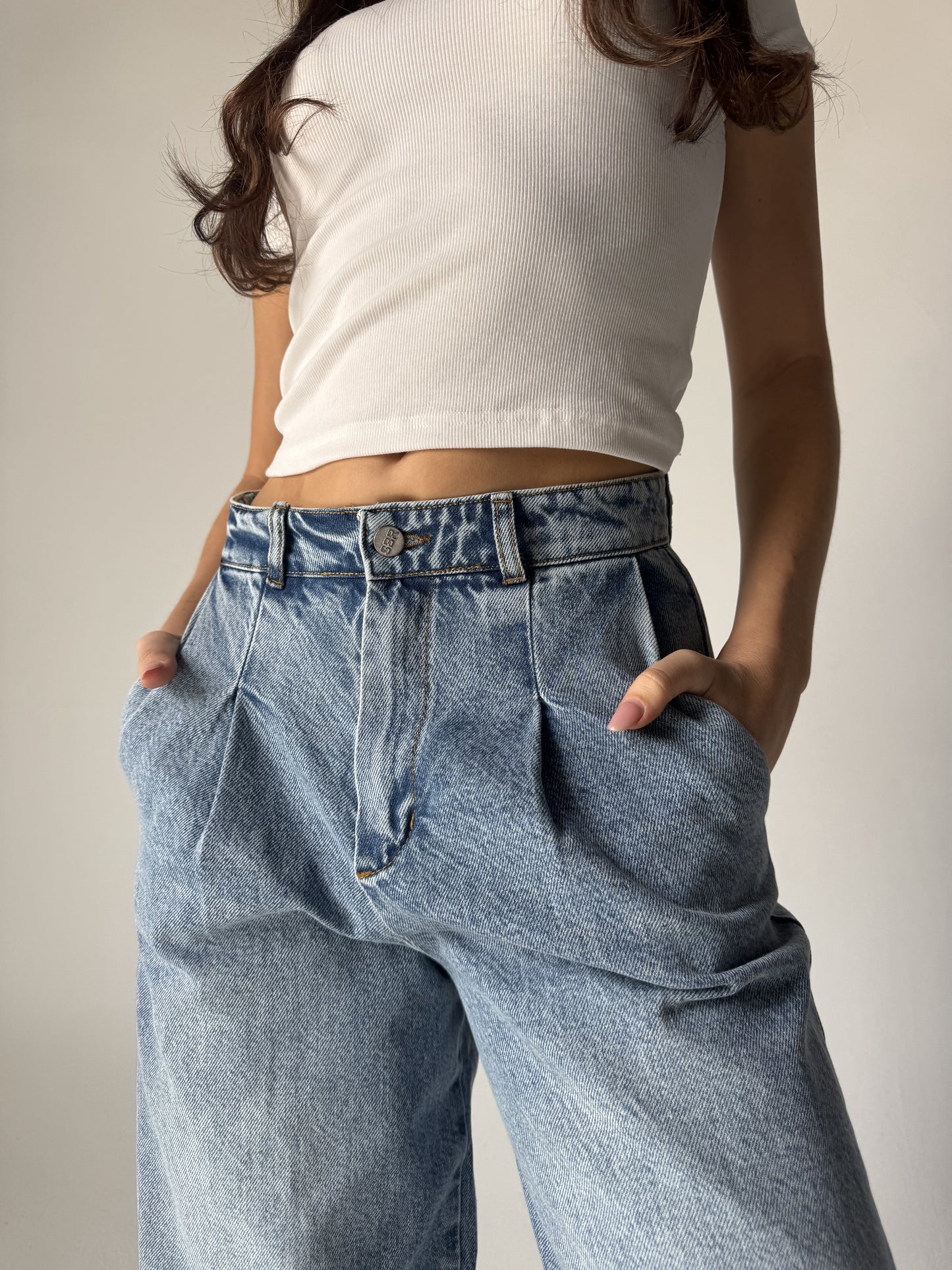 Wide-Leg Denim Pants