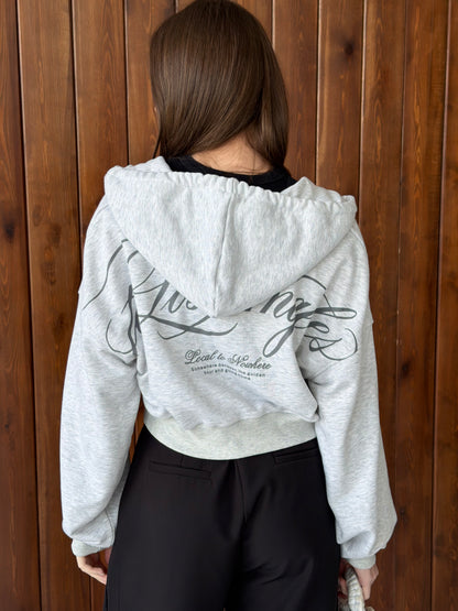 Los Angeles Cropped Zip-Up Hoodie