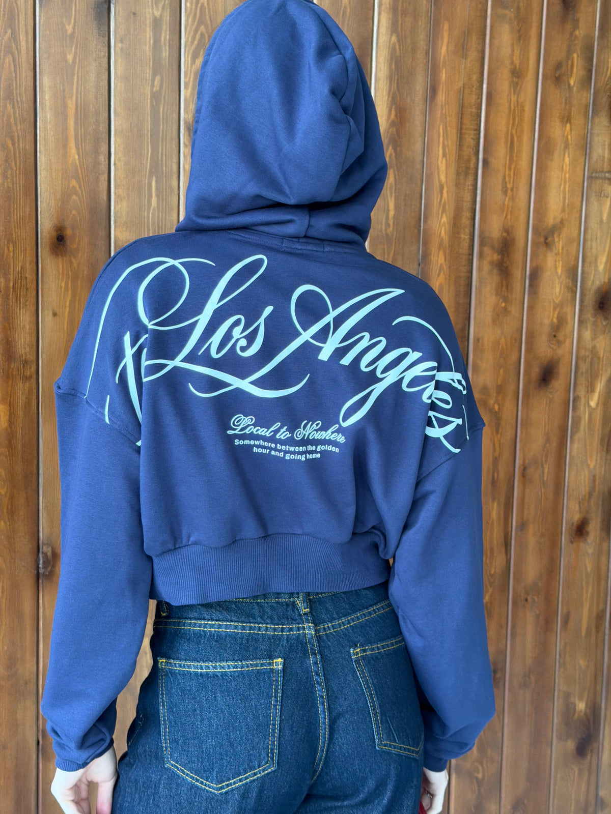 Los Angeles Cropped Zip-Up Hoodie