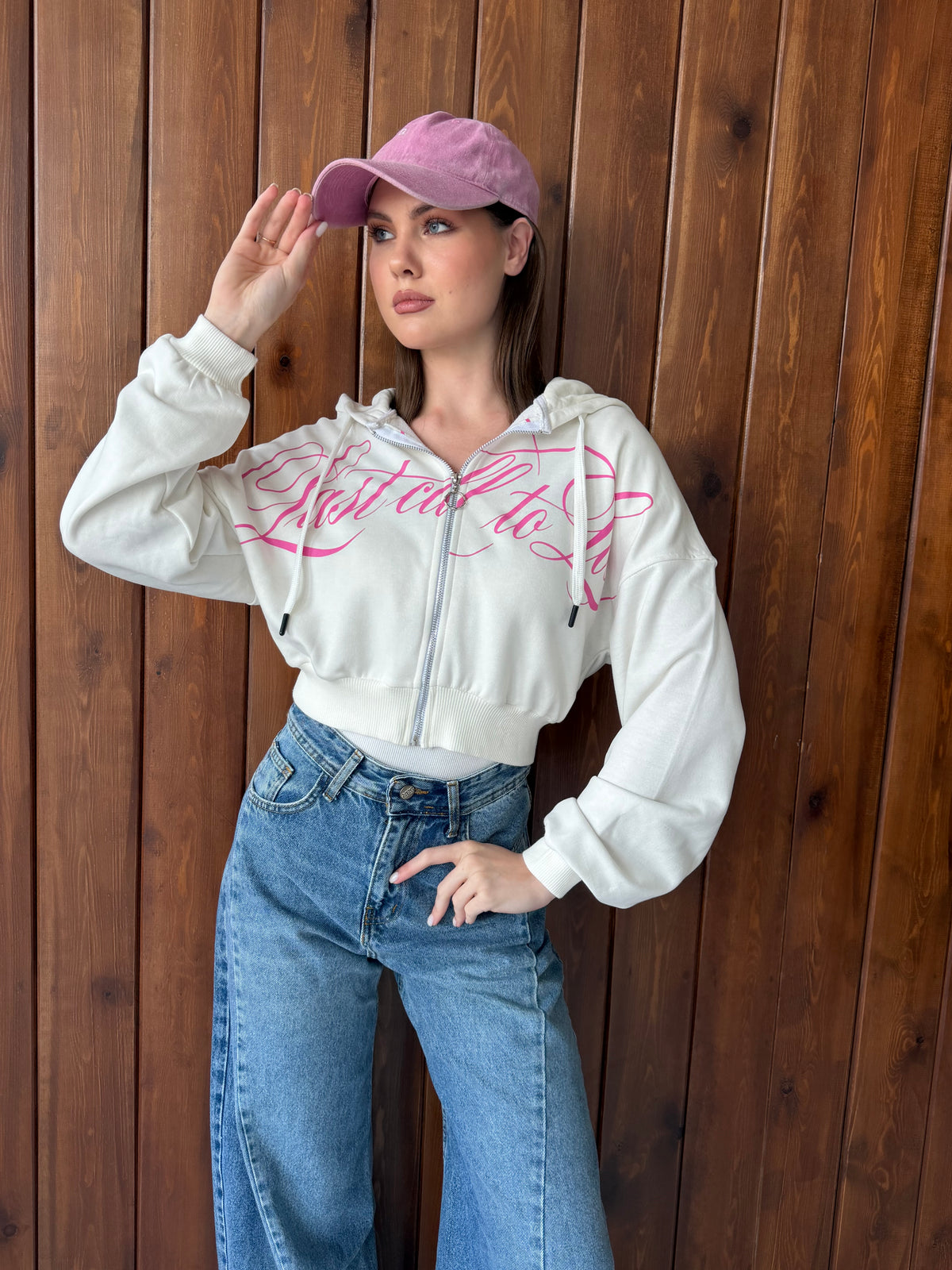 Los Angeles Cropped Zip-Up Hoodie
