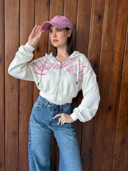Los Angeles Cropped Zip-Up Hoodie