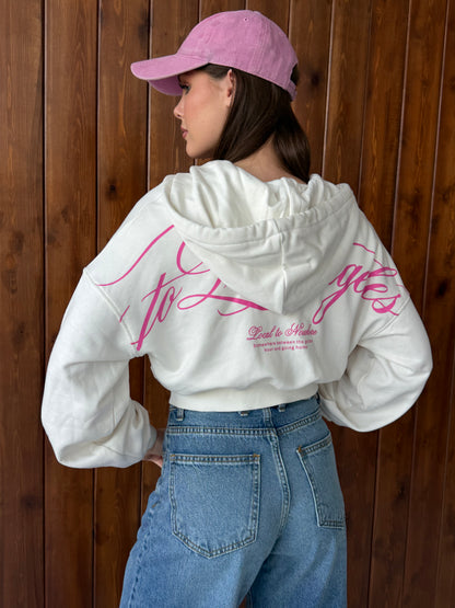 Los Angeles Cropped Zip-Up Hoodie