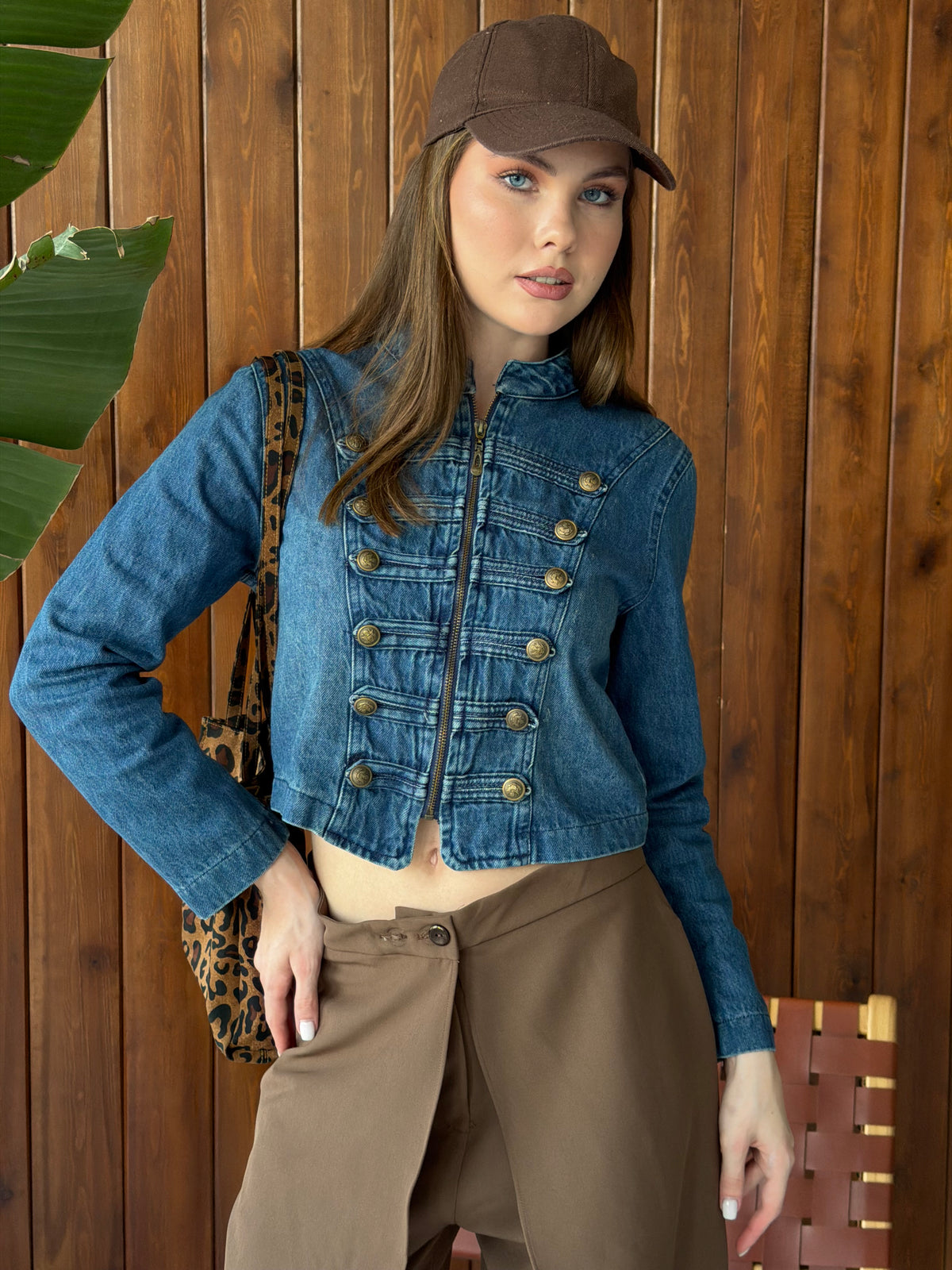 Military Chic Denim Jacket