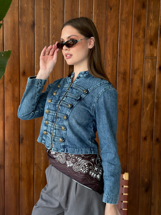 Military Chic Denim Jacket