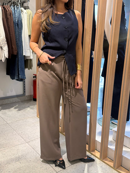 Tie-Waist Wide-Leg Pants