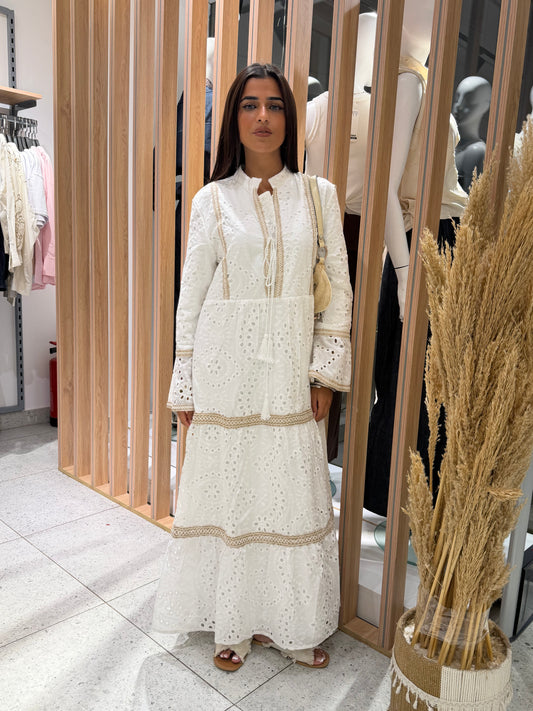 Eyelet Embroidered Tiered Dress