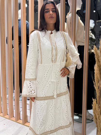 Eyelet Embroidered Tiered Dress