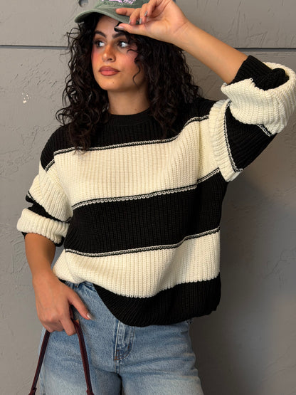 Contrast Stripe Knit Sweater