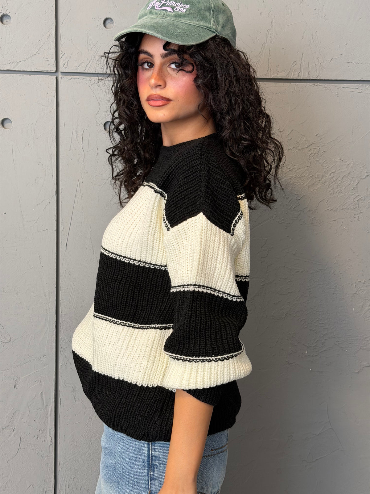 Contrast Stripe Knit Sweater